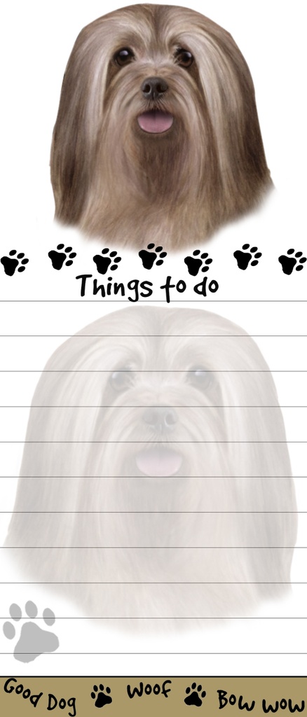 Lhasa Apso  Notepads, Magnetic Tall Die-Cut
