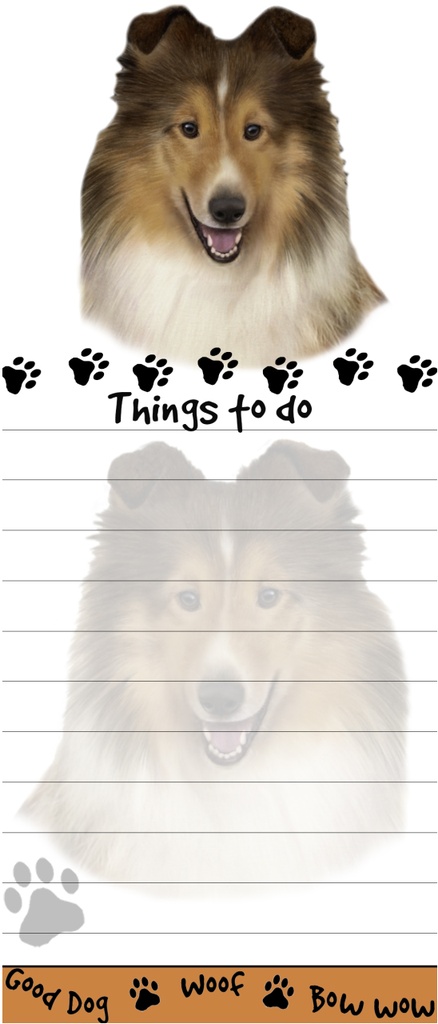 Sheltie  Notepads, Magnetic Tall Die-Cut
