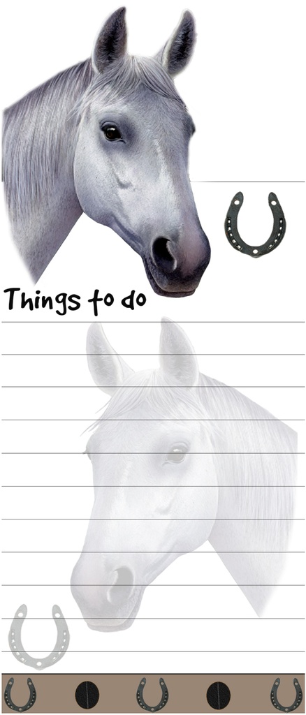 Horse, white Notepads, Magnetic Tall Die-Cut