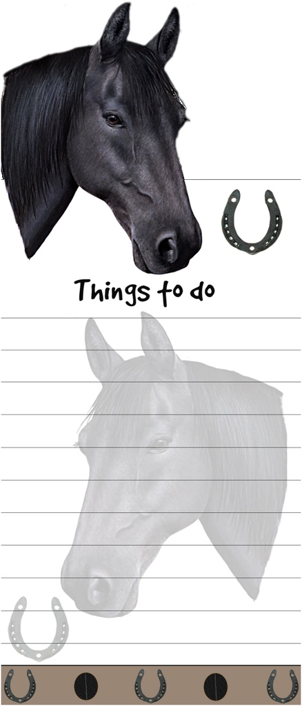Horse, black Notepads, Magnetic Tall Die-Cut