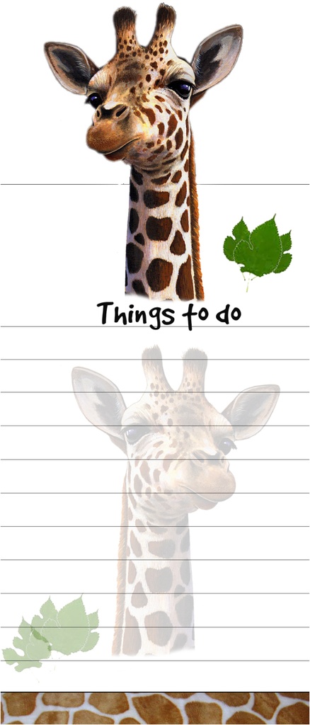Giraffe Notepads, Magnetic Tall Die-Cut