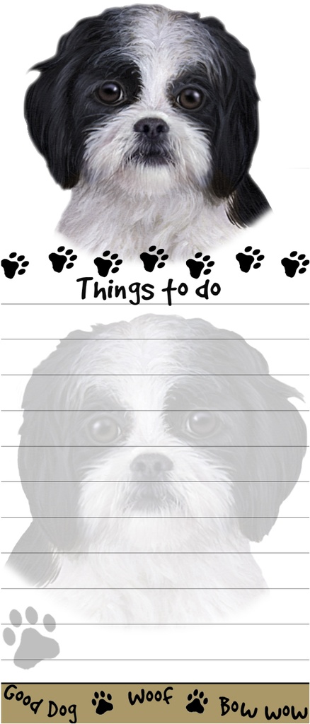 Shih Tzu, black and white puppy cut  Notepads, Magnetic Tall Die-Cut