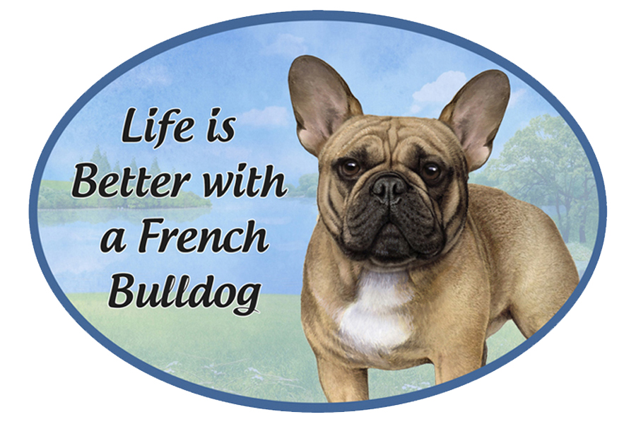 French Bulldog car magnets, oval