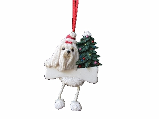 Maltese Dangling Dog Ornament