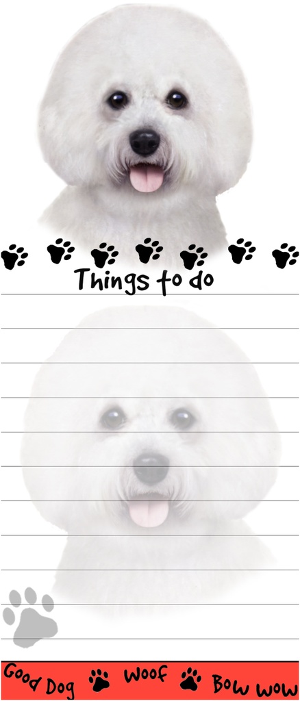Bichon Frise  Notepads, Magnetic Tall Die-Cut