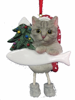 Tabby, Silver Dangling Leg Ornament