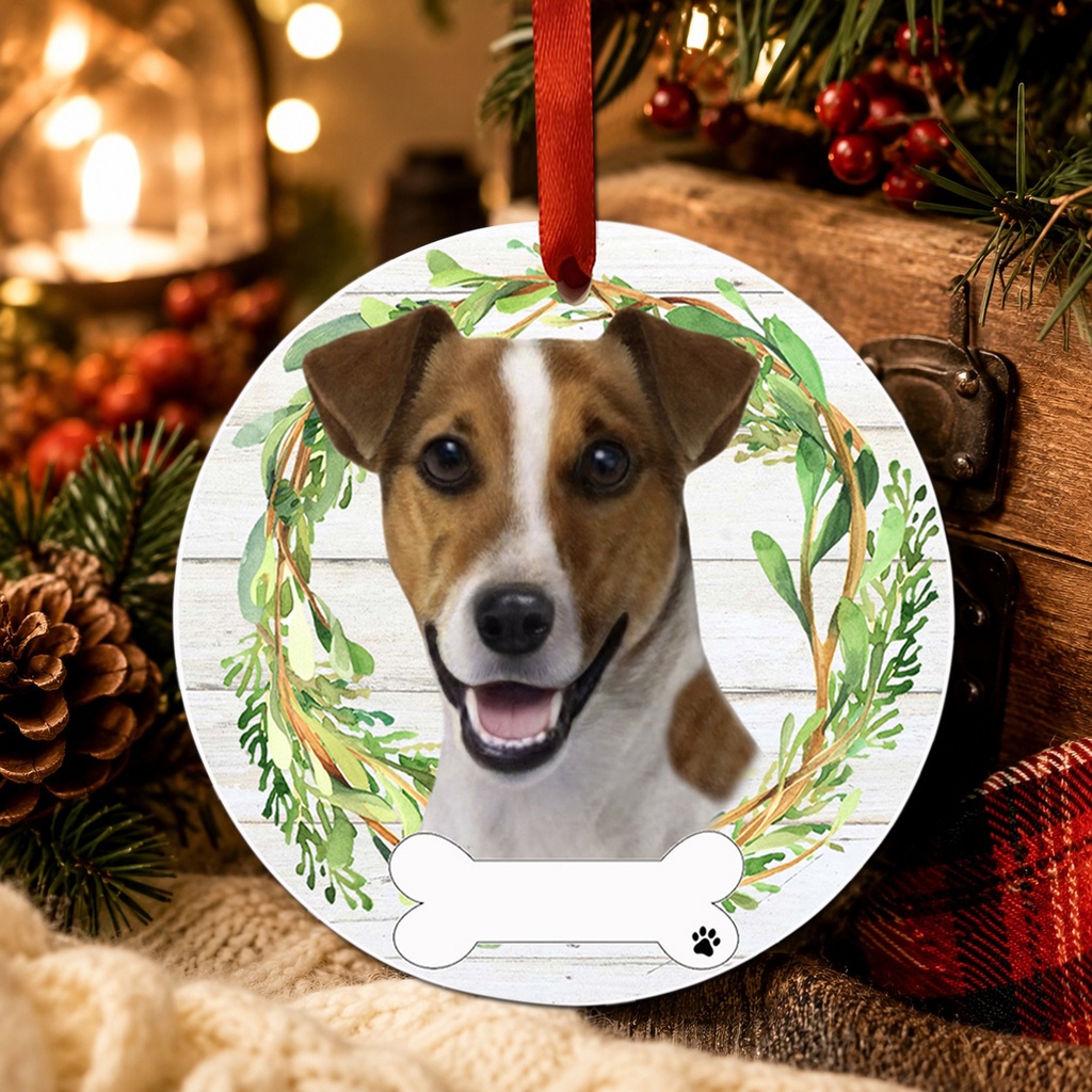 Jack Russell ornament, ceramic wreath