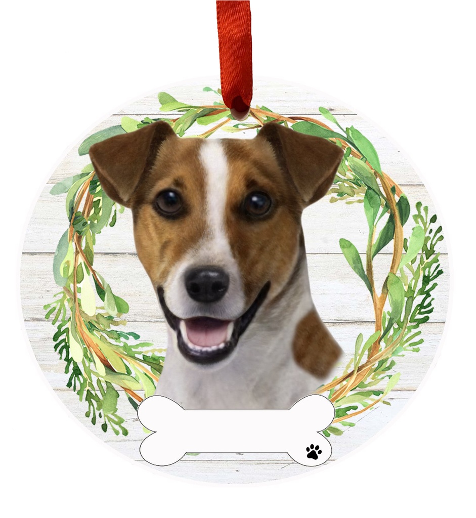 Jack Russell ornament, ceramic wreath