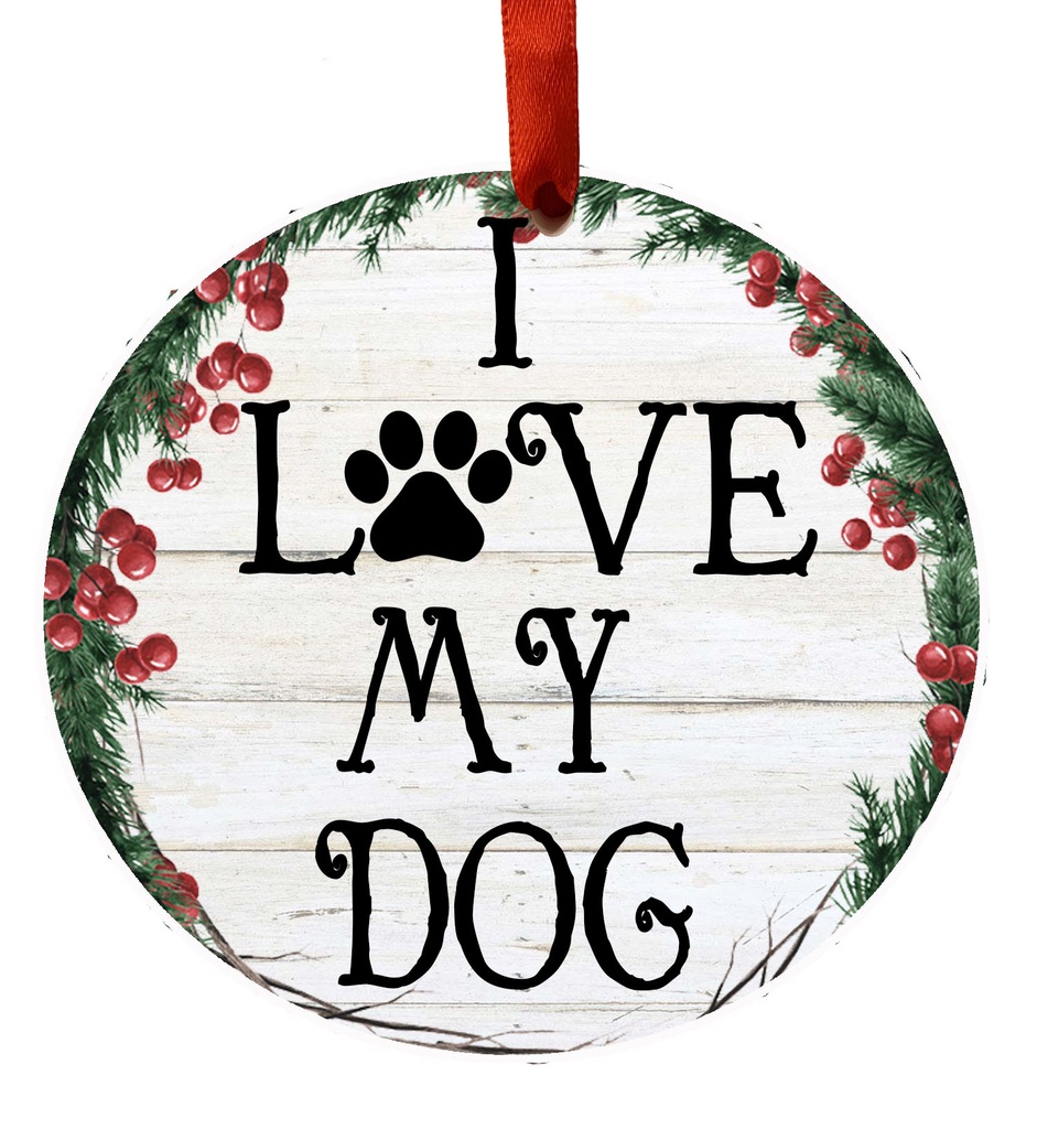 I Love My Dog ornament, ceramic wreath