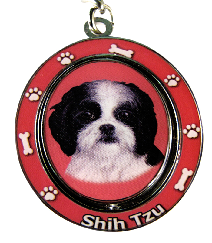 Shih Tzu, black and white Keychain
