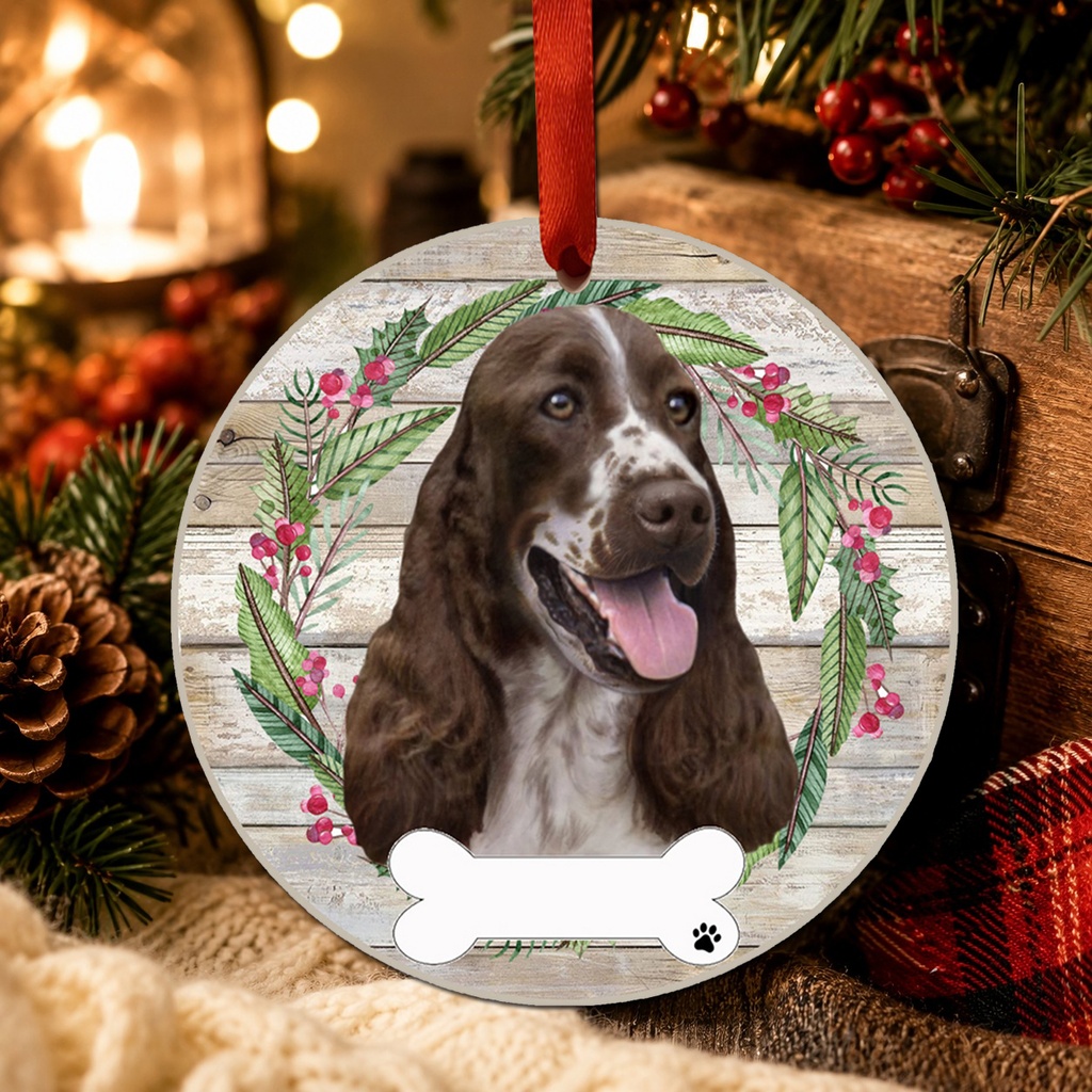 Springer Spaniel ornament, ceramic wreath