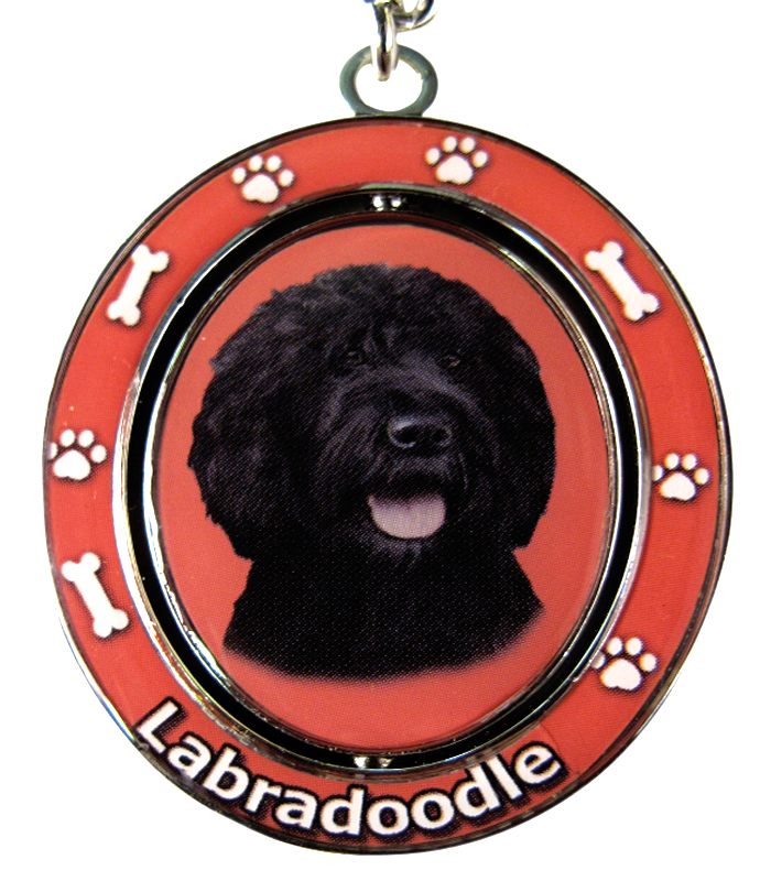 Labradoodle, dark keychain