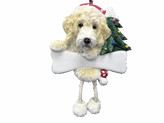 Labradoodle, cream Dangling Dog Ornament