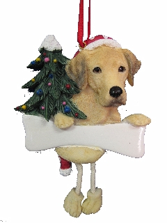 Labrador, yellow Dangling Dog Ornament