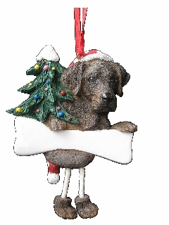 Labrador, chocolate Dangling Dog Ornament