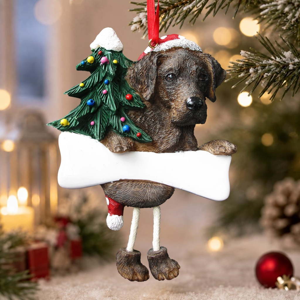 Labrador, chocolate Dangling Dog Ornament
