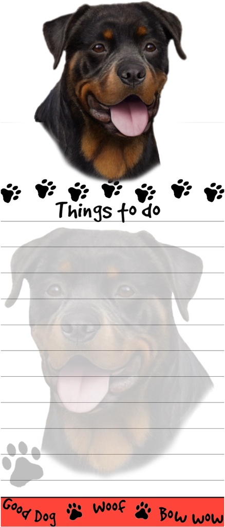 Rottweiler  Notepads, Magnetic Tall Die-Cut