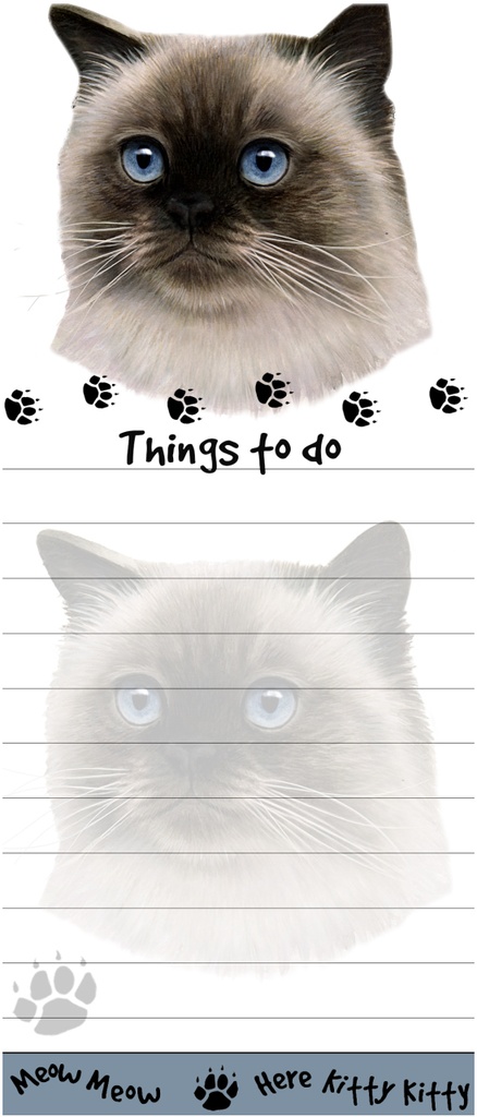Himalayan cat Notepads, Magnetic Tall Die-Cut