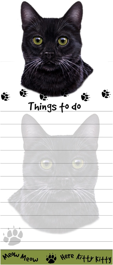 Black cat Notepads, Magnetic Tall Die-Cut