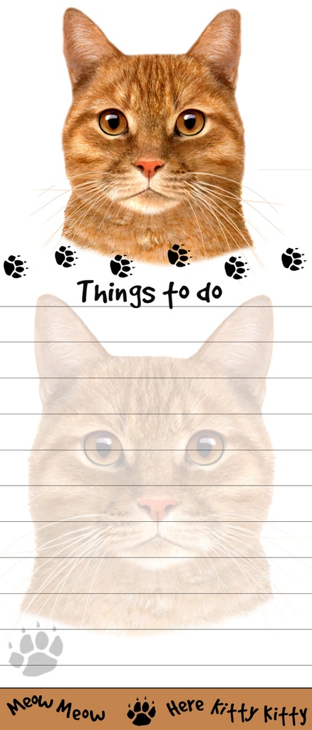 Tabby, orange cat Notepads, Magnetic Tall Die-Cut