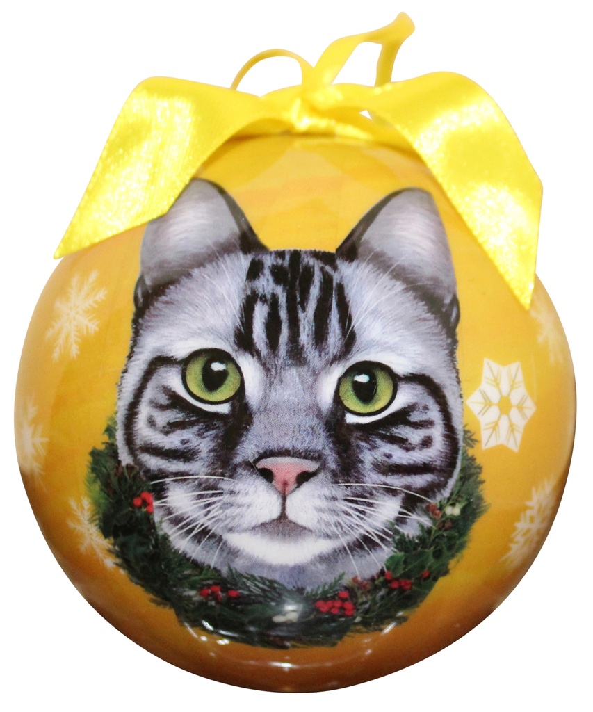 Tabby, silver cat Ornaments, Christmas Ball