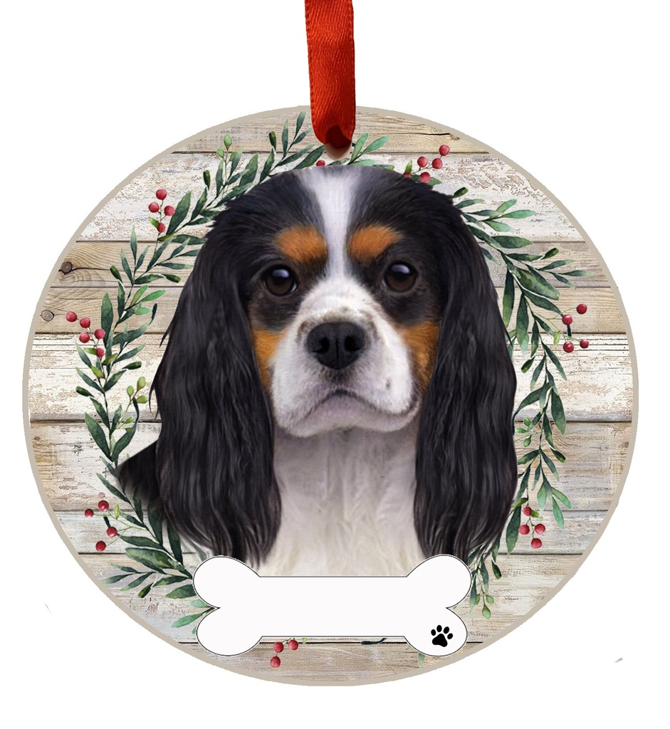 King Charles tri-color ornament, ceramic wreath