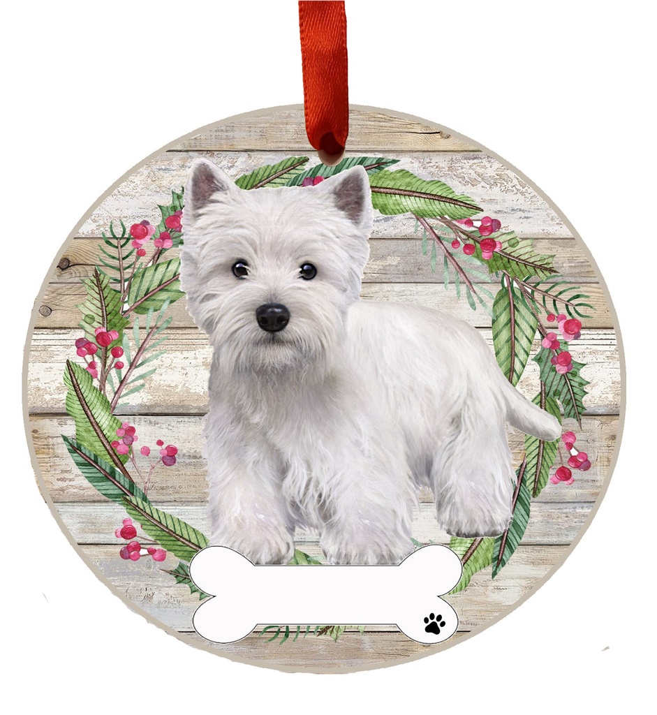 Westie, FB ornament, ceramic wreath