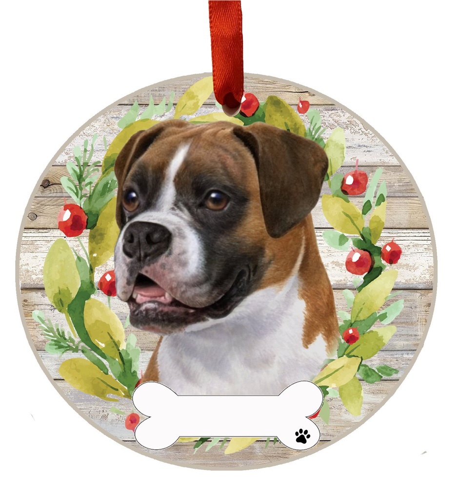 Boxer, uncropped ornament, ceramic wreath