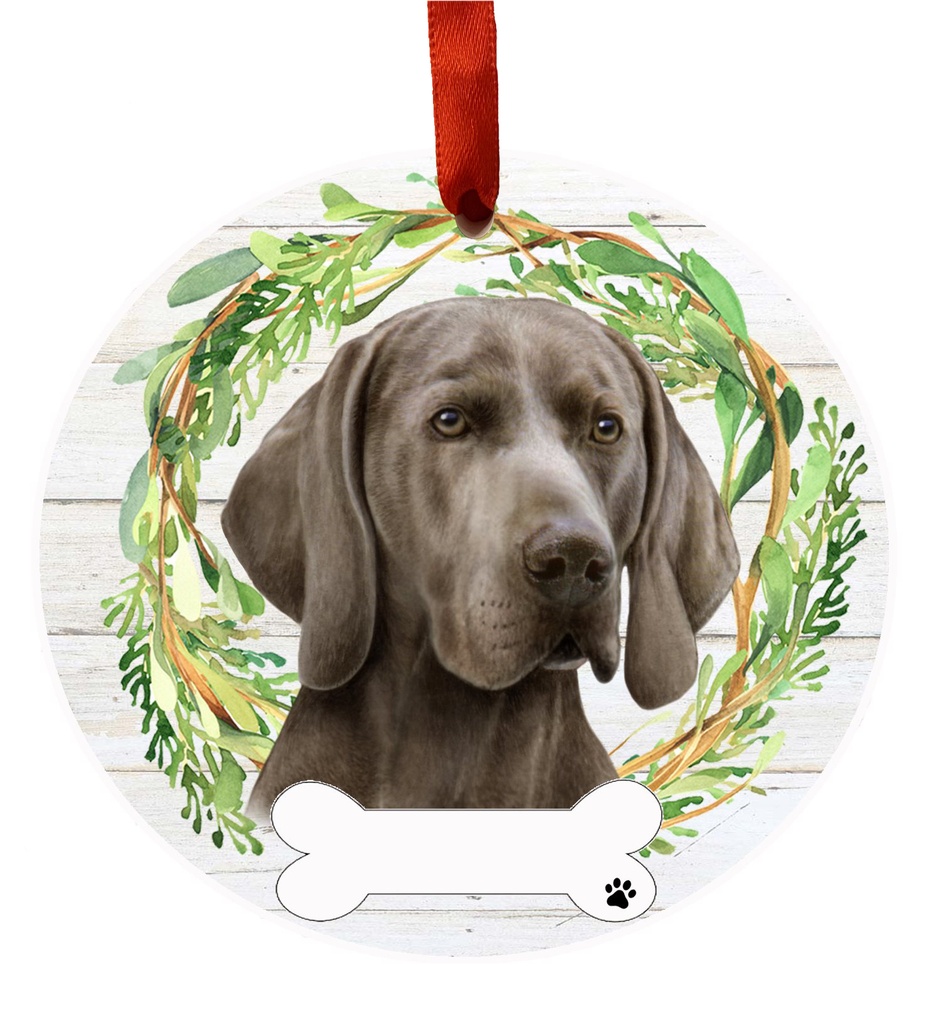 Weimaraner ornament, ceramic wreath