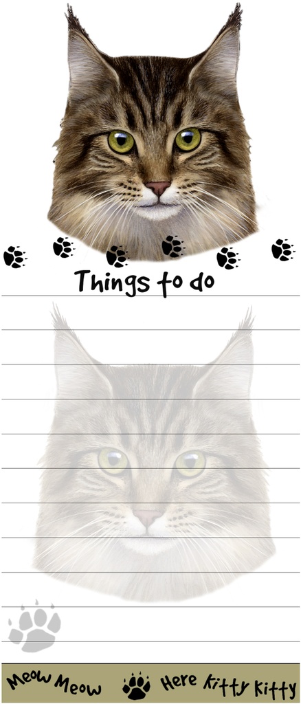 Maine Coon cat Notepads, Magnetic Tall Die-Cut
