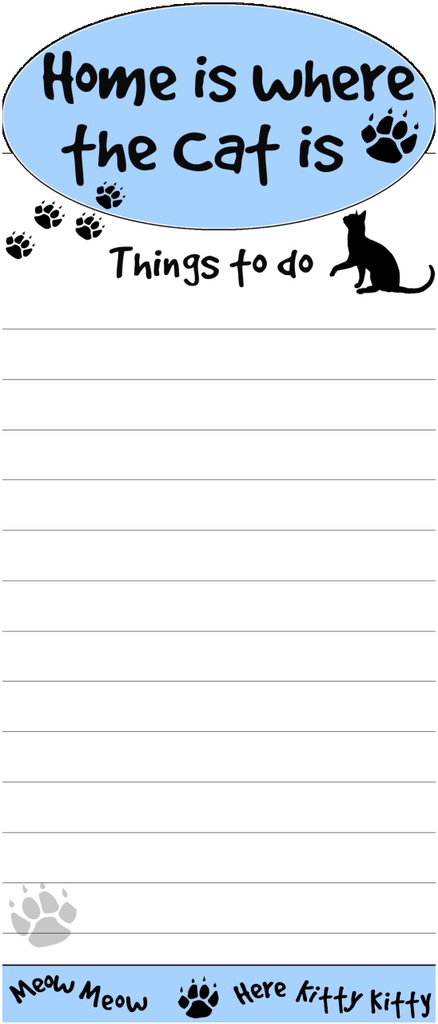 Home is where the Cat is Notepads, Magnetic Tall Die-Cut