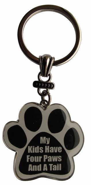 My kids have four paws and a tail Keychains, paw shaped