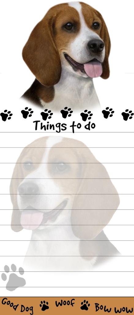 Beagle  Notepads, Magnetic Tall Die-Cut