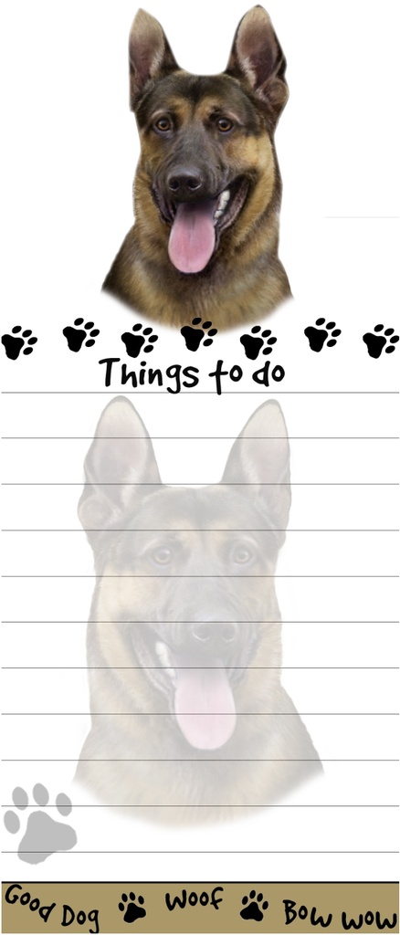 German Shepherd  Notepads, Magnetic Tall Die-Cut