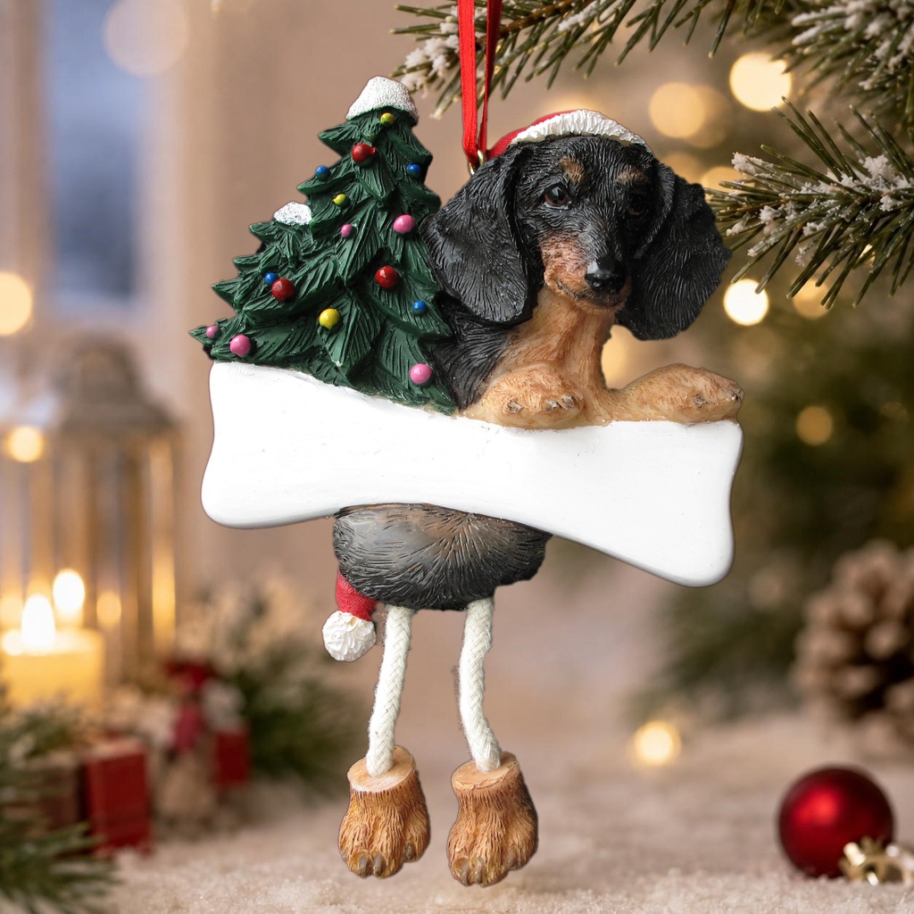 Dachshund, black Dangling Dog ornament