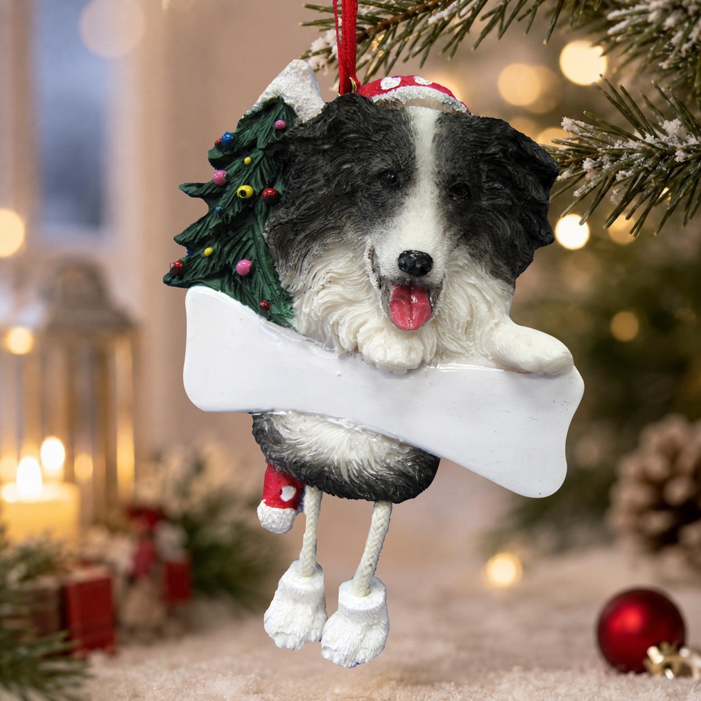 Border Collie Dangling Dog Ornament
