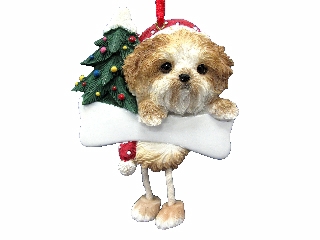 Shih Tzu, tan puppy cut Dangling Dog Ornament