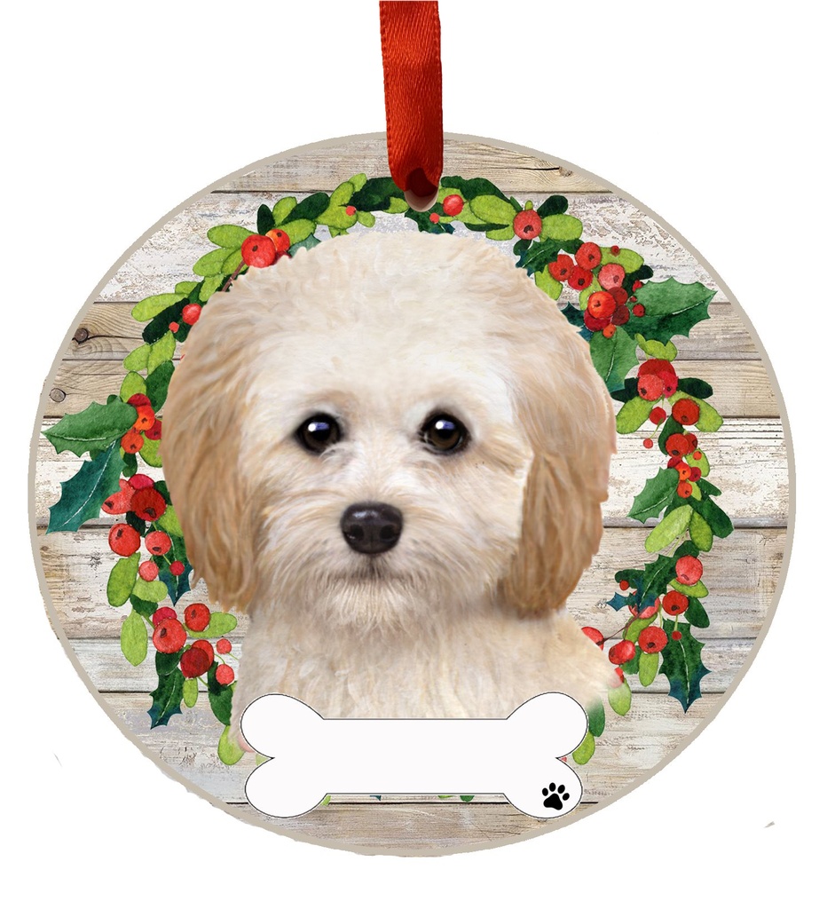 Cockapoo ornament, ceramic wreath