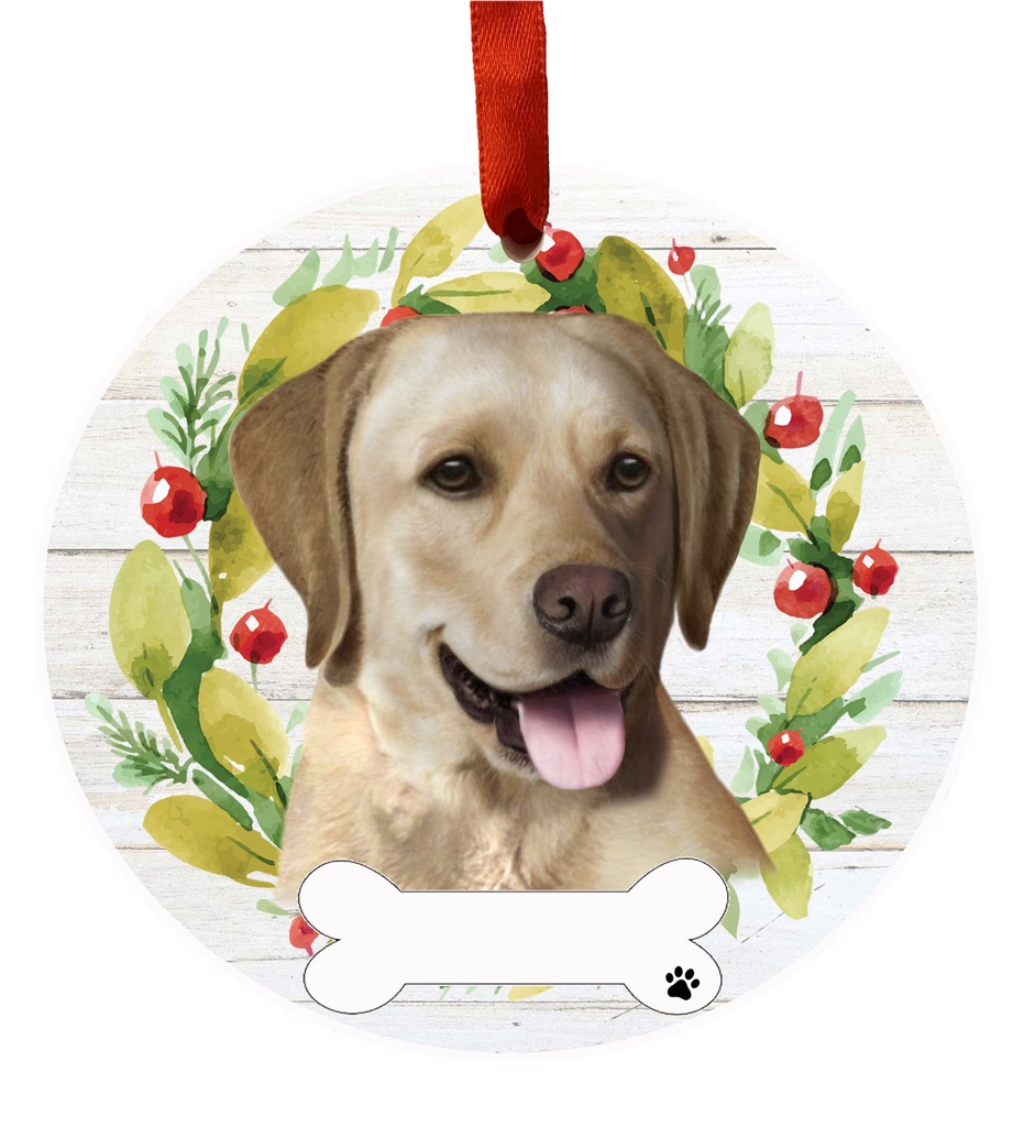 Labrador, yellow ornament, ceramic wreath
