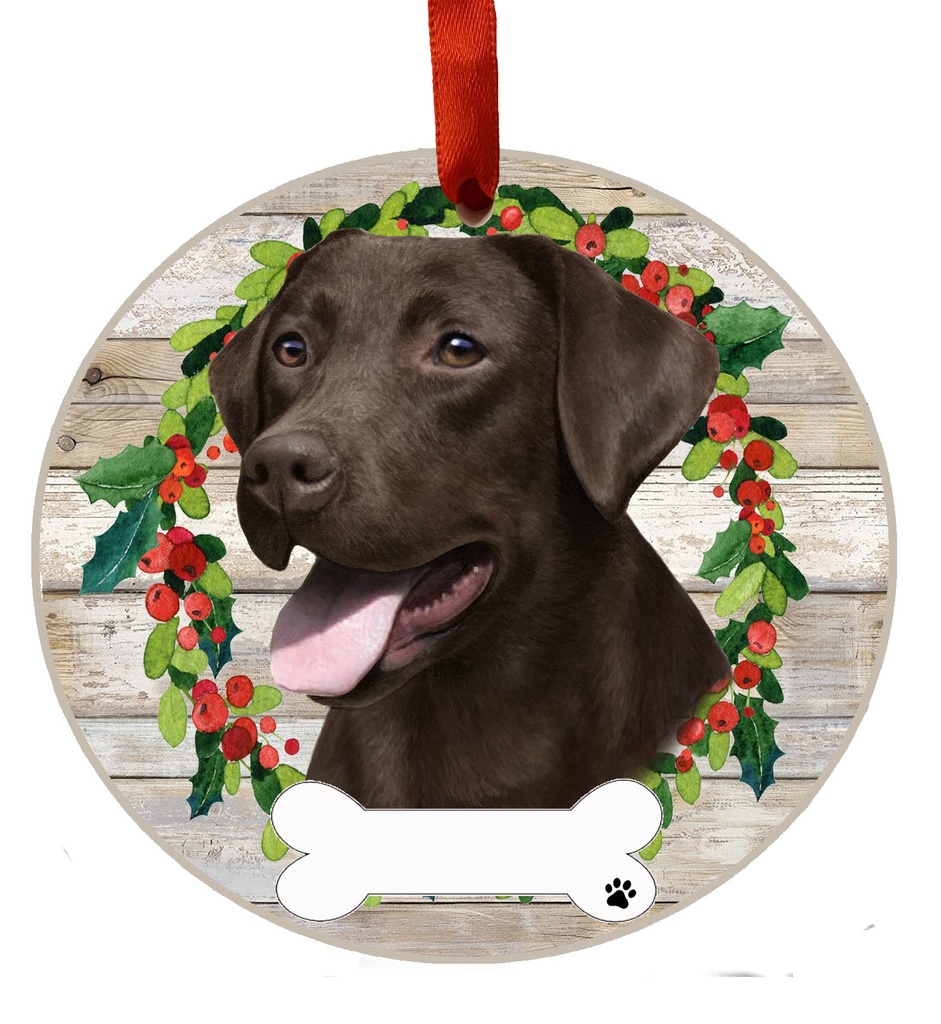 Labrador, chocolate ornament, ceramic wreath