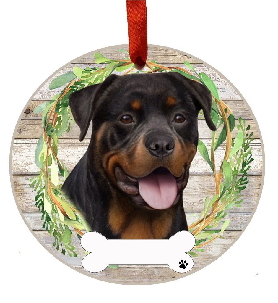 Rottweiler ornament, ceramic wreath