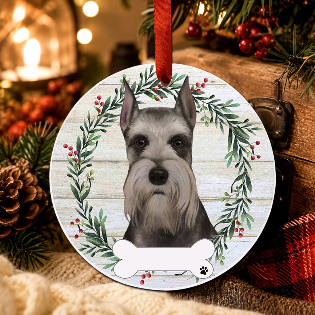Schnauzer ornament, ceramic wreath
