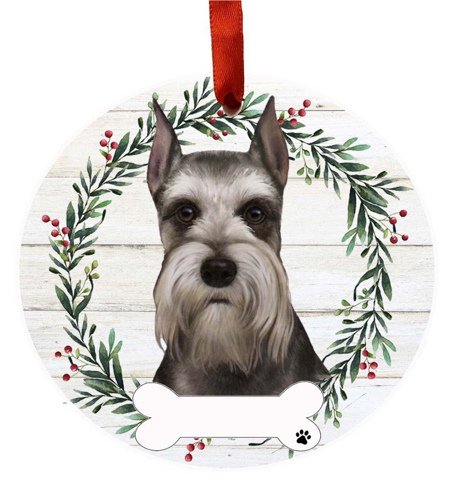 Schnauzer ornament, ceramic wreath