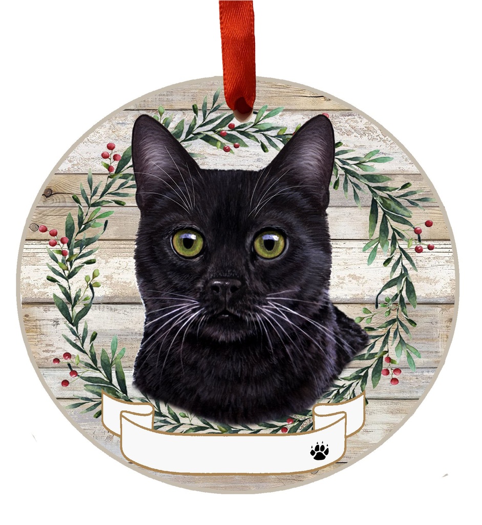 Black Cat ornament, ceramic wreath
