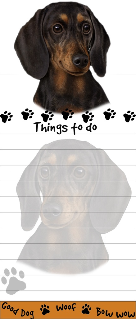 Dachshund, black  Notepads, Magnetic Tall Die-Cut
