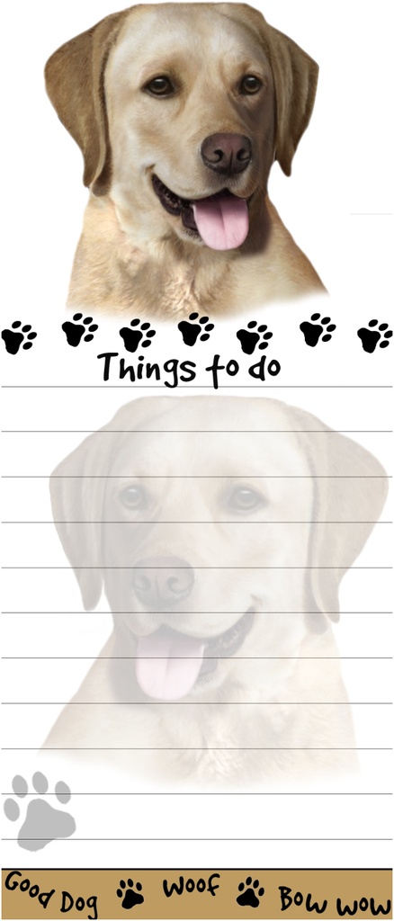 Labrador, yellow  Notepads, Magnetic Tall Die-Cut
