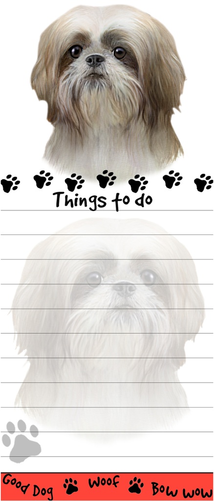 Shih Tzu, tan and white puppy cut  Notepads, Magnetic Tall Die-Cut
