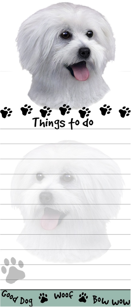 Maltese , puppy cut Notepads, Magnetic Tall Die-Cut
