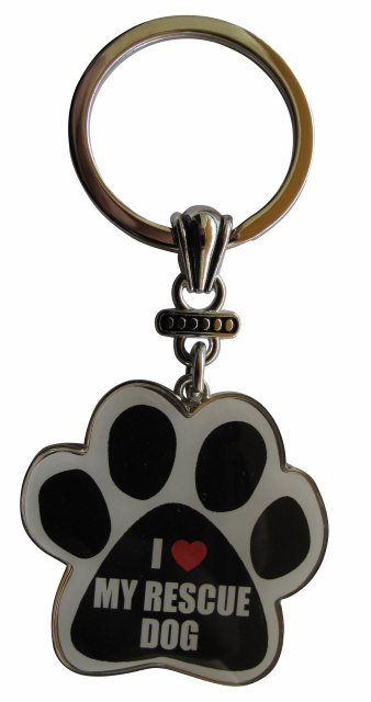 I love my rescue dog Keychains, paw shaped