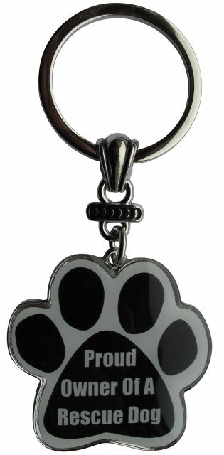 Proud owner of a rescue dog Keychains, paw shaped